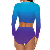 Gradient Blue-purple 2 Piece Sun Protection Bikini Swimwear
